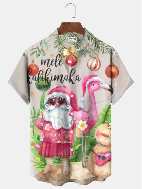 Men's Christmas Funny Graphic Short Sleeve Hawaiian Shirt